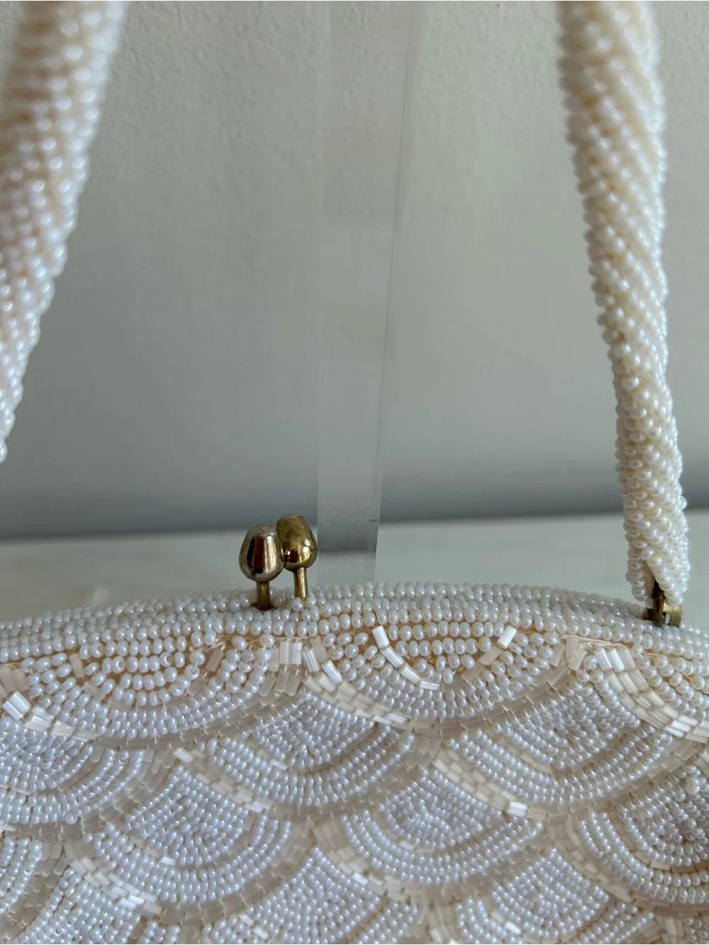 Elegant Ivory Beaded Handbag - Women Bags